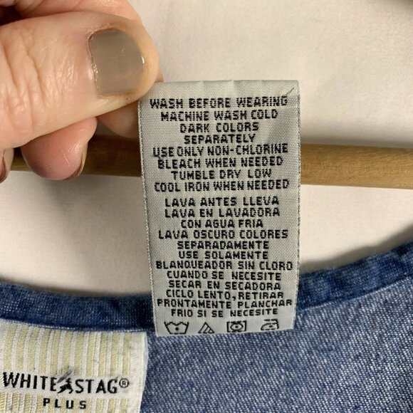 VTG Womens Embroidered Overall Jumper Denim Maxi Dress 22W/24W Country Cottage - Picture 6 of 6